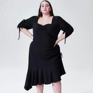 Rodarte x Universal Standard NWT Black Asymmetrical Hem Midi Dress Size 18-20